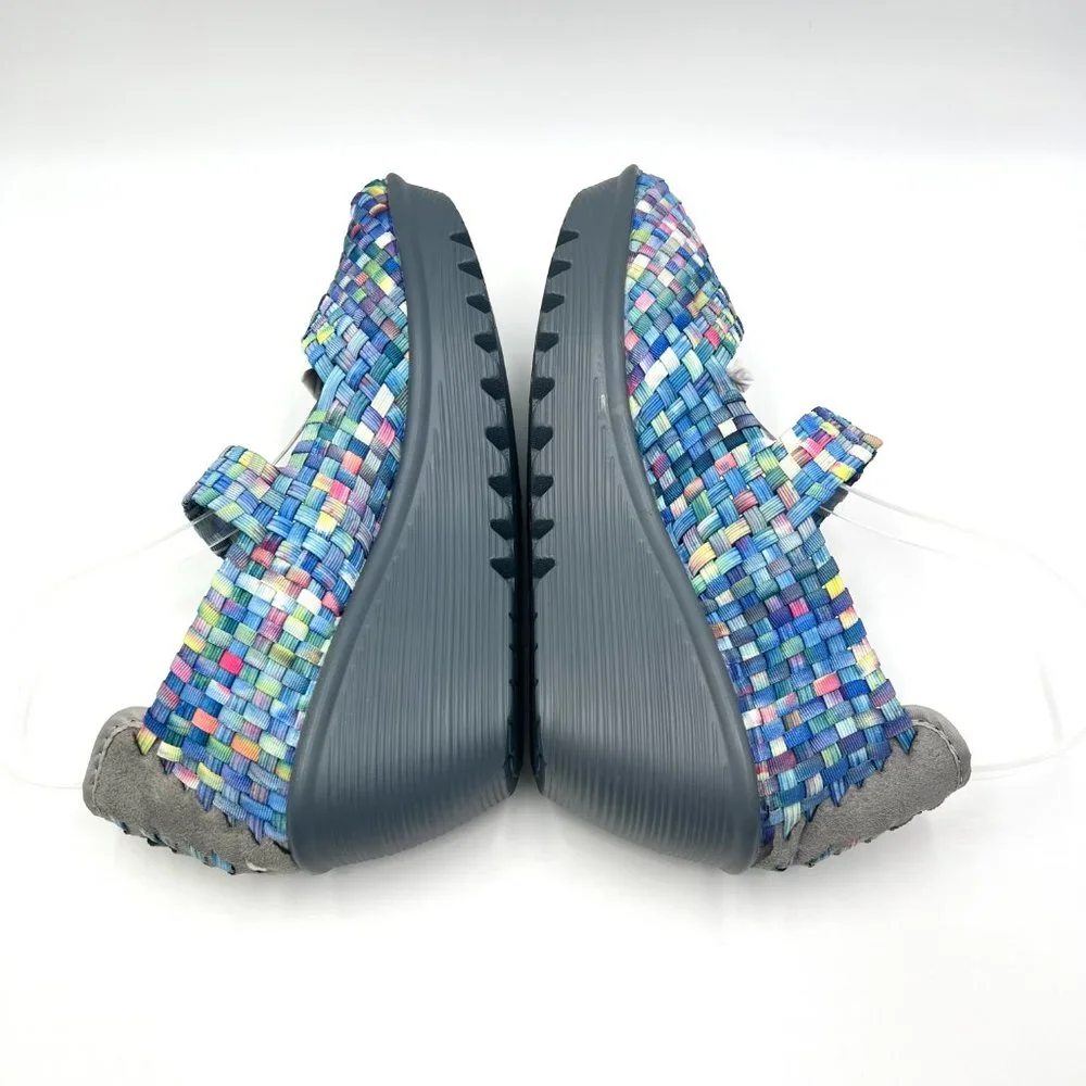 Bernie Mev Size 41 10 10.5 US Blue Purple Multicolor Woven Wedges Sandals‎ Shoes